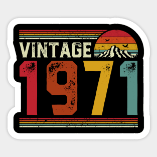 Vintage 1971 Birthday Gift Retro Style Sticker